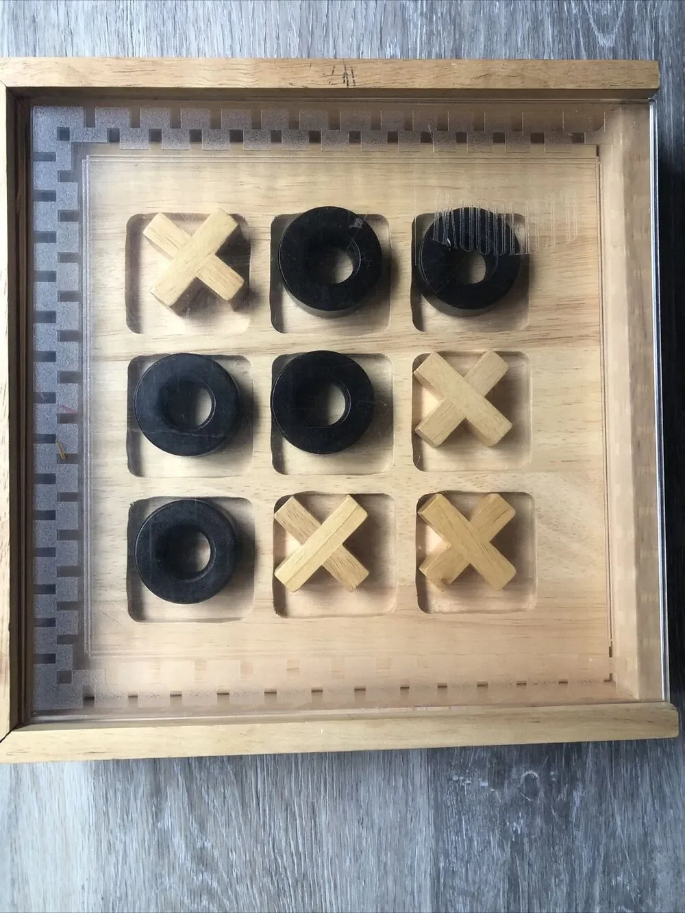 Woodfield Collection Tic Tac Toe Set Wooden 2002 With Clear Case . Used vintage